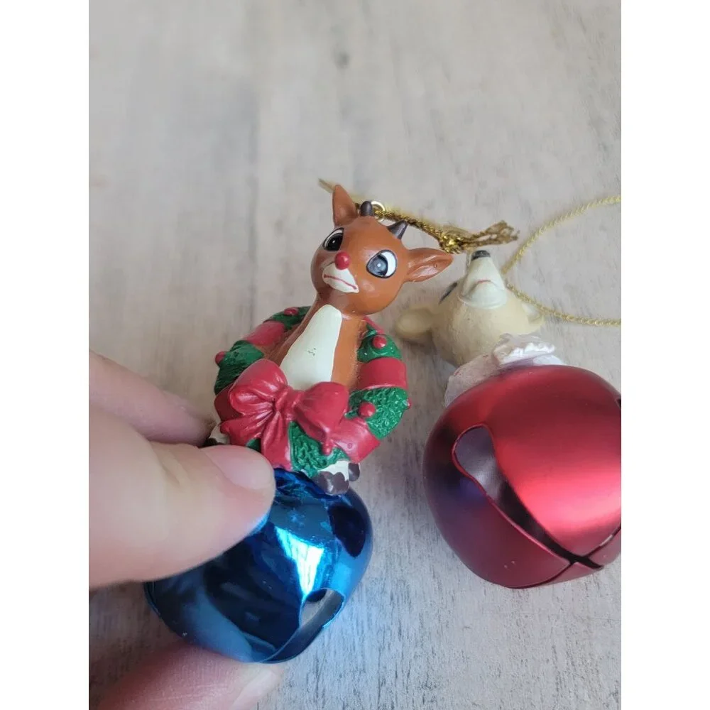Rudolph Clarice reindeer movie bell ornament Xmas‎ set